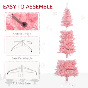 7ft Tall Pink Artificial Christmas Tree with 687 Branches and Steel Base