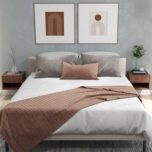 Set of 2 floating bedside tables with drawer, brown