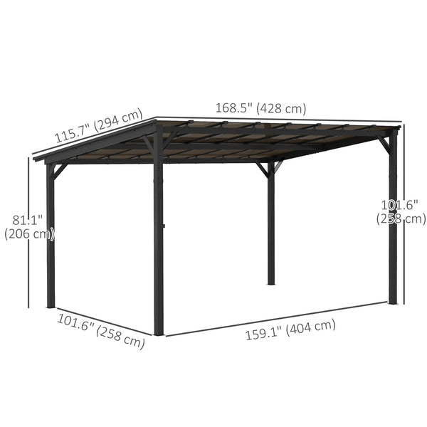 10' x 14' Hardtop Pergola, Wall Mounted or Freestanding, with Waterproof Polycarbonate Roof and UPF 50+ Protection Rating