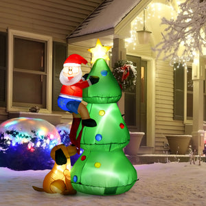 6ft Inflatable Christmas Tree with Santa and Dog