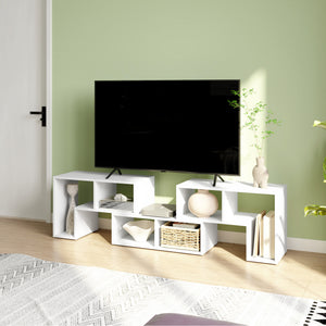 3-piece modular TV stand with 6 compartments for TVs up to 75 in. – White