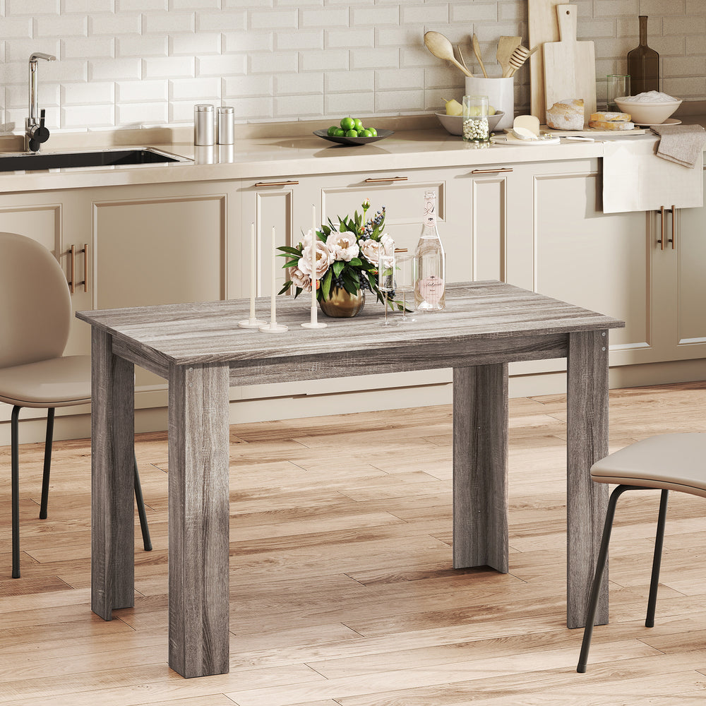 Kitchen table for 4 to 6 people, wood effect, light grey