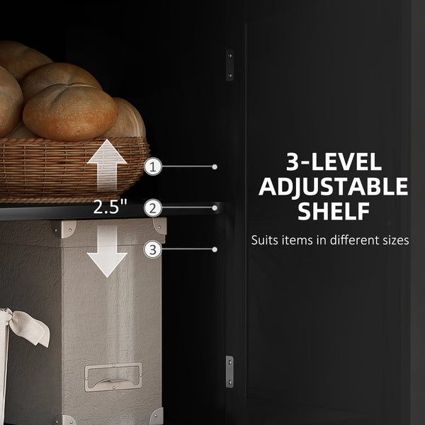 Modern Sideboard with Drawer, Adjustable Shelf, 3 Doors, for Dining Room, Black