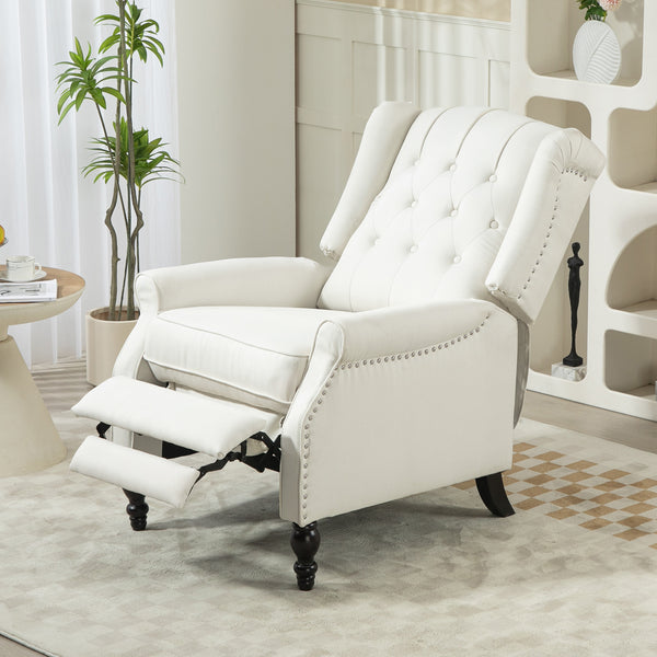 Recliner chair with footrest, cream white