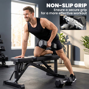 Set of 2 hexagonal dumbbells of 40 lb with rubber coating – Black