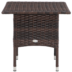 Patio coffee table in woven resin, brown color