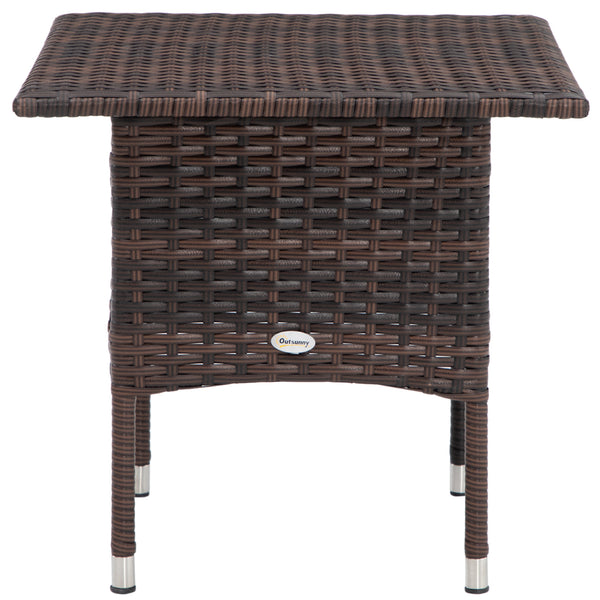 Patio coffee table in woven resin, brown color