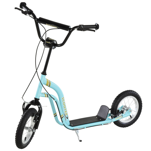 Inflatable wheel scooter with double brake, 30 cm front wheel, blue