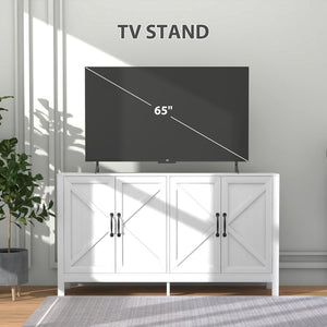 Barn Door Buffet with Adjustable Shelf, White