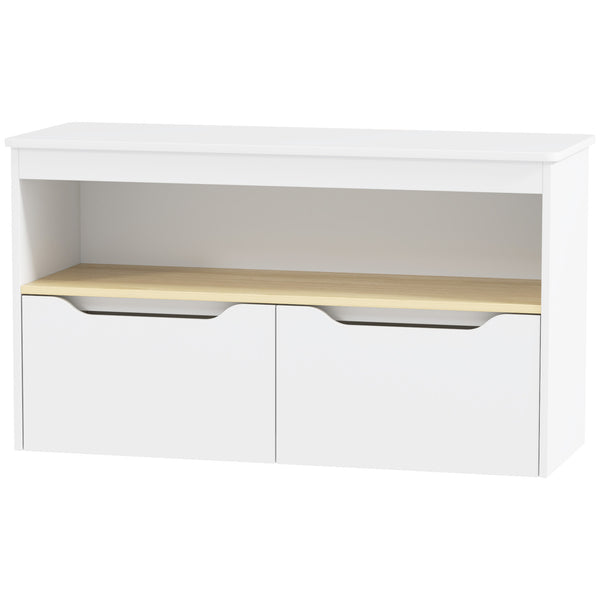 Bookcase with 2 drawers and large shelf, white