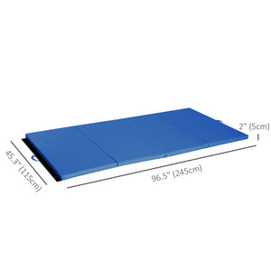 Foldable Gymnastics Mat 1.22m x 2.42m x 5cm, with Carry Handles, Dark Blue