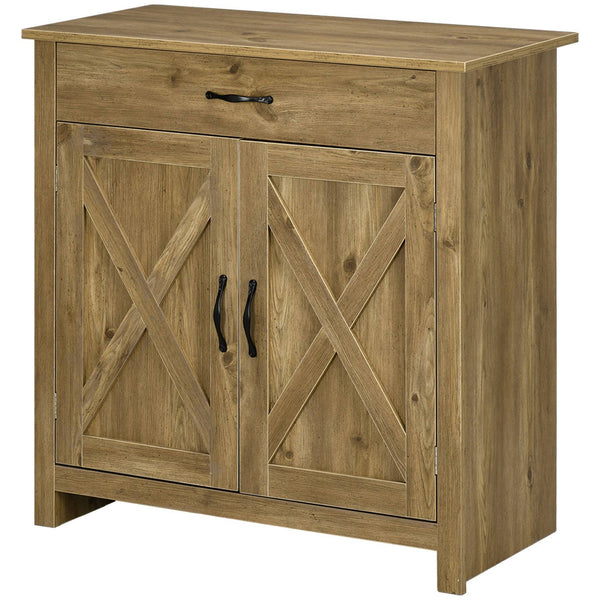 Farmhouse Style Sideboard, Storage Cabinet with Barn Doors, Natural Wood