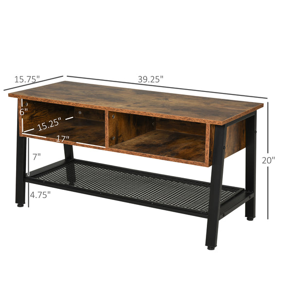 Industrial TV stand for flat screens up to 45 inches, rustic brown