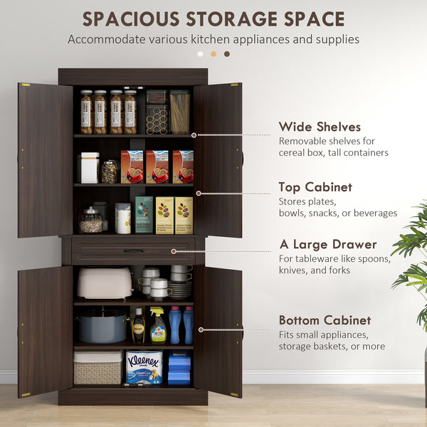 Pantry with 4 doors and 2 cabinets, aged coffee