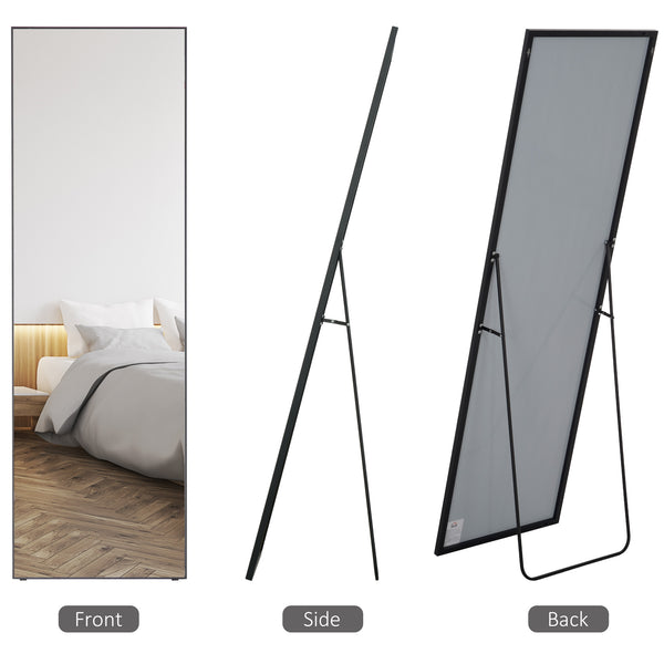 Full-length mirror, floor-standing or wall-mounted, black
