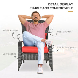 Muskoka Wicker Adirondack Chair with Cushions, Red