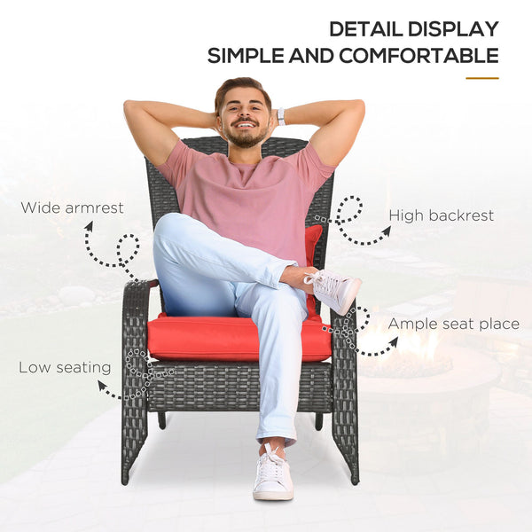 Muskoka Wicker Adirondack Chair with Cushions, Red