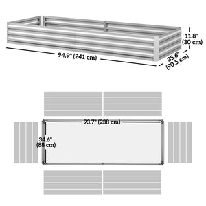Galvanized raised planter, silver