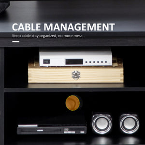 TV stand for TVs up to 55 inches, with adjustable shelves and cable management, black