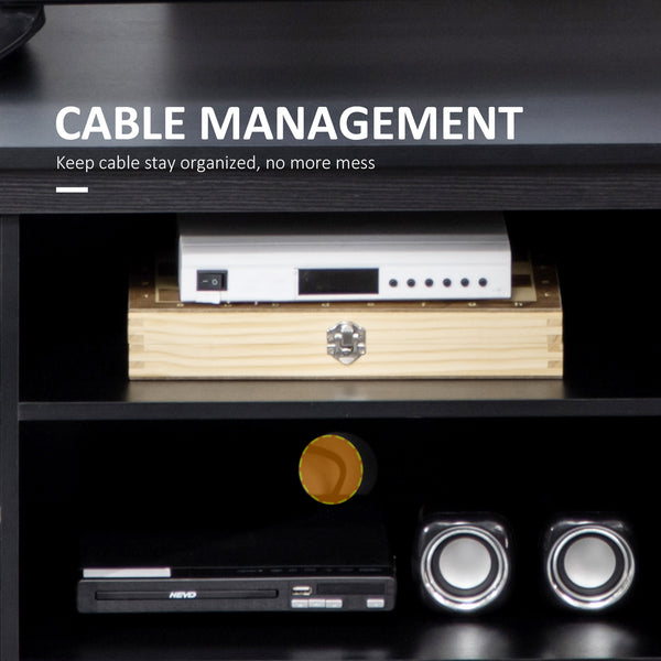 TV stand for TVs up to 55 inches, with adjustable shelves and cable management, black