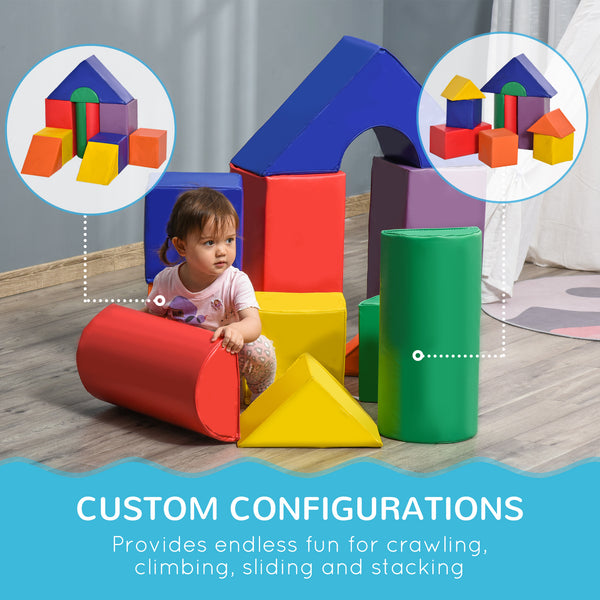 11 soft play blocks for climbing and crawling, multi-colored