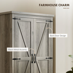 Country Style Pantry with Drawers, Distressed Gray