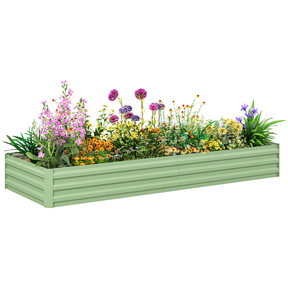 Galvanized raised planter, green