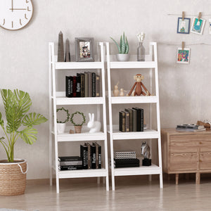 Set of 2 4-Tier Ladder Shelves, White