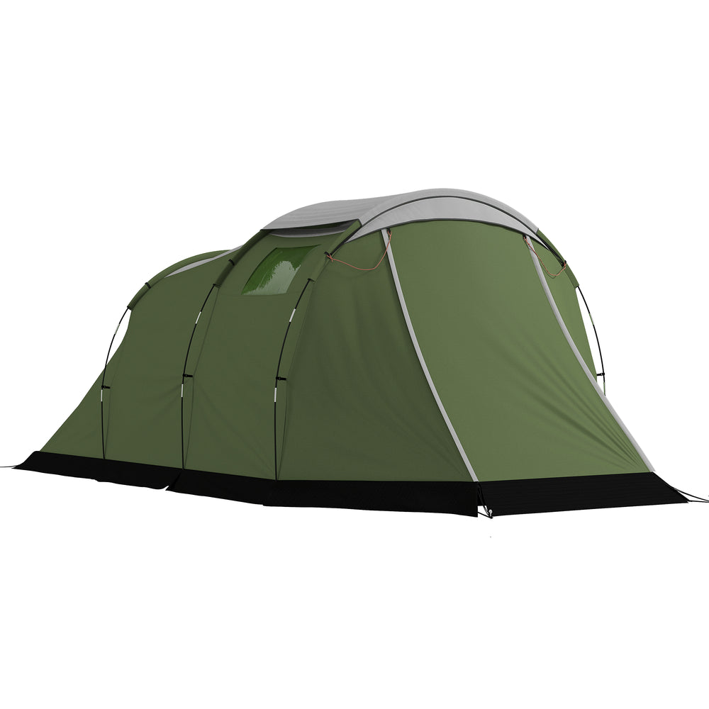 Two-room waterproof camping tent for 3-4 people, green