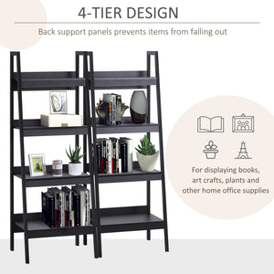 Set of 2 4-Tier Ladder Shelves, Black