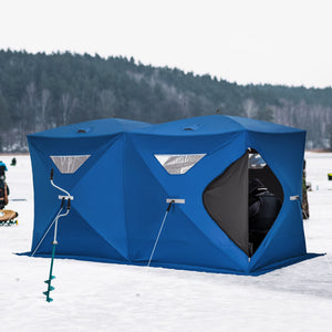 Foldable ice fishing shelter for 5 to 8 people, portable ice fishing tent, blue
