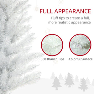 6ft White Pre-Lit Pencil-Shaped Christmas Trees with Colored Top Tips