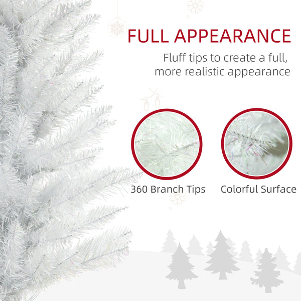 6ft White Pre-Lit Pencil-Shaped Christmas Trees with Colored Top Tips