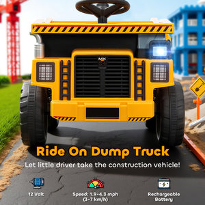 12V Dump Truck with Electric Tipper and Remote Control, Yellow