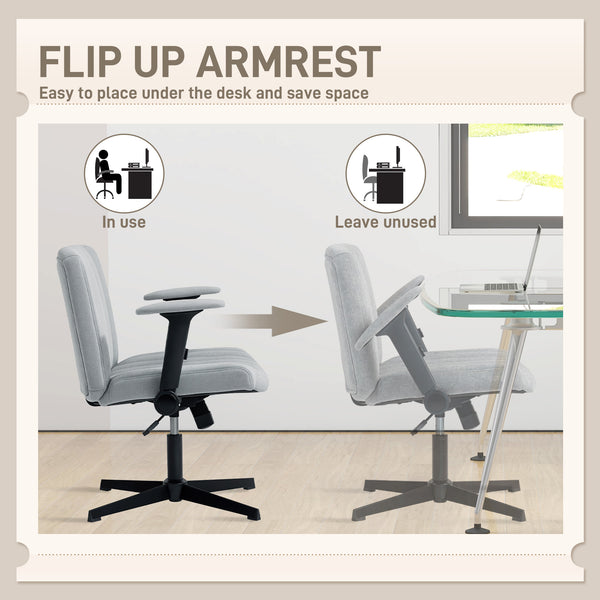 Cross-back office chair, without casters, grey