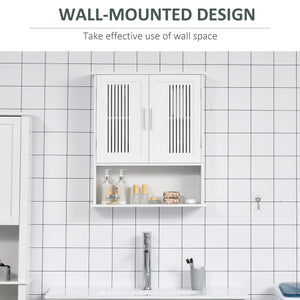 Modern 2-Door Wall-Mounted Bathroom Cabinet with Shelf, White
