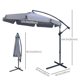 9-foot cantilever parasol with easy tilt adjustment, dark grey
