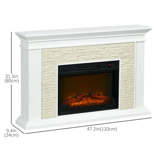 1400W Electric Fireplace with White Mantel