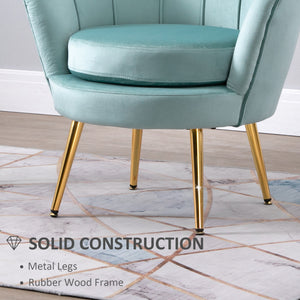 Lotus accent chair in velvet fabric with gold metal legs, green