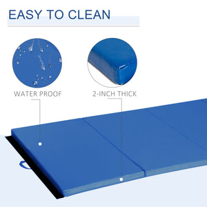 Foldable Gymnastics Mat 1.22m x 2.42m x 5cm, with Carry Handles, Dark Blue