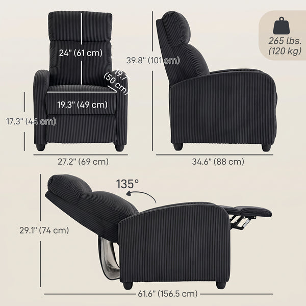 Black corduroy recliner