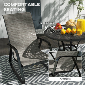 Set of 2 Patio Rocking Chairs with High Back and Armrests, Light Brown 