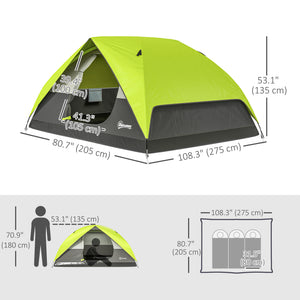 Waterproof camping tent with mesh window, storage pockets and hook