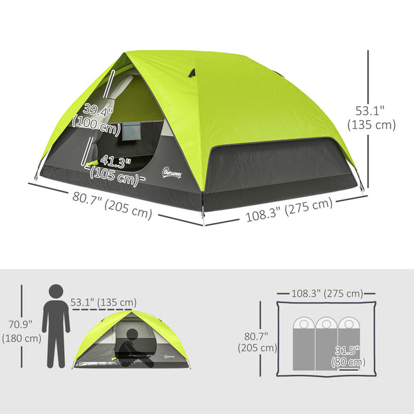 Waterproof camping tent with mesh window, storage pockets and hook