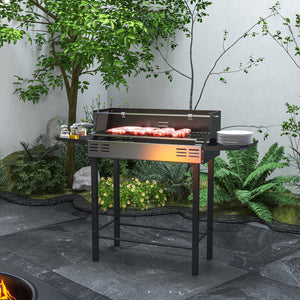 Charcoal barbecue, 3-tier cooking grate, storage shelves