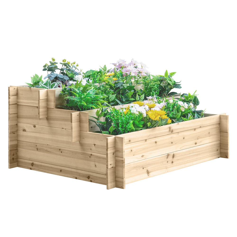 3-tier raised wooden planter