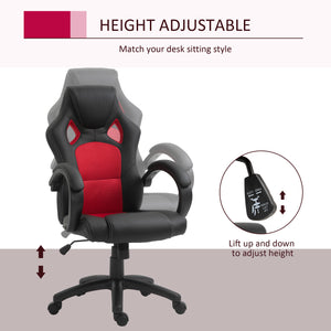 Gaming chair with swivel casters, red