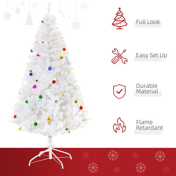 6ft White Artificial Christmas Tree with Ornament