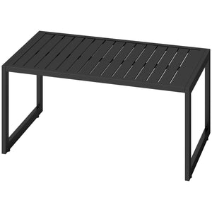 Outdoor Coffee Table with Slatted Top and Adjustable Legs for Garden, Patio and Lawn, Black