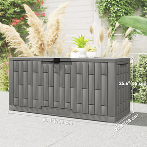 454-Liter (120-Gallon) Resin Outdoor Storage Box, Lockable, Splash-Proof and UV-Resistant Storage Deck Box.